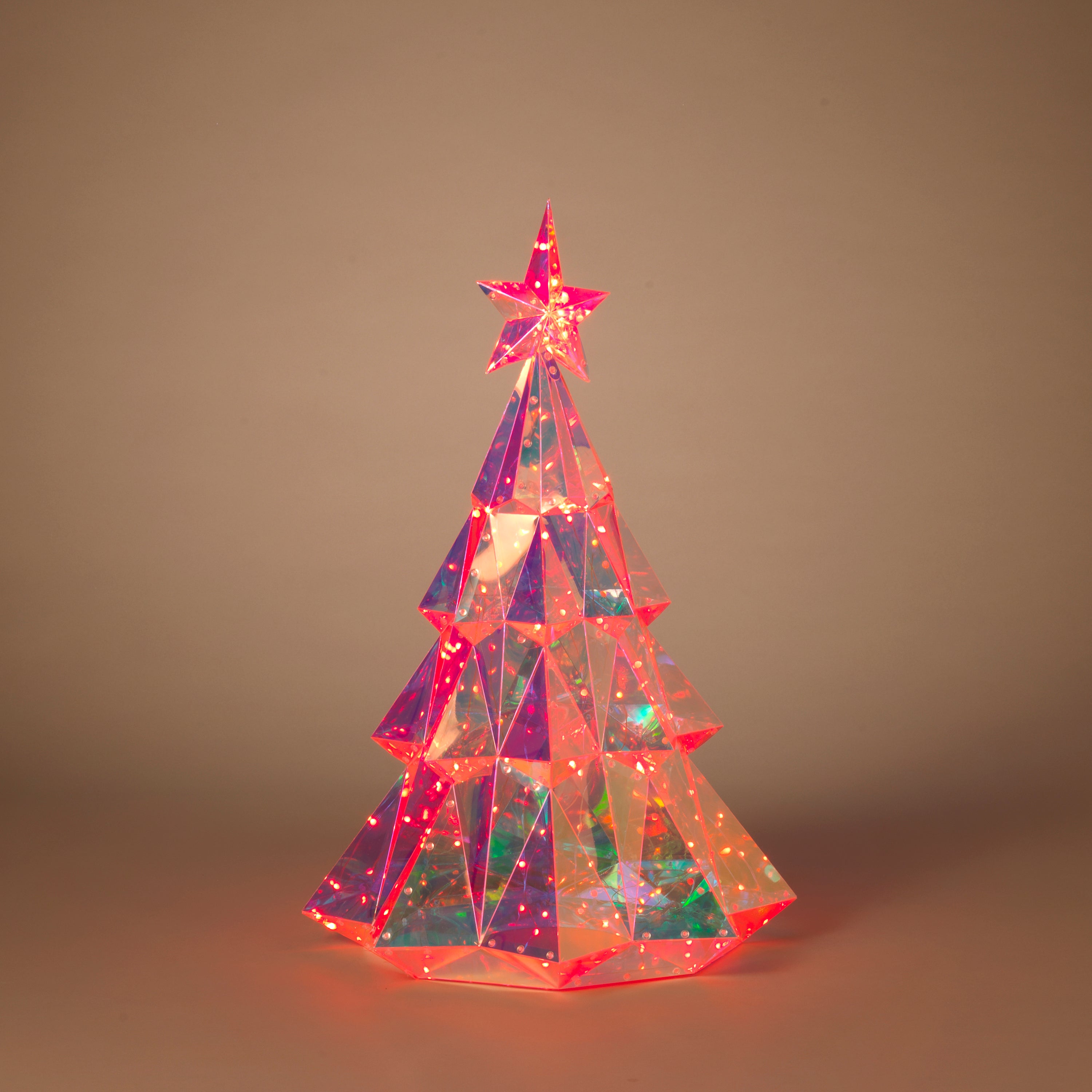 Sculpted 25.6 in H USB Electric RGB Lighted Holographic Holiday Tree